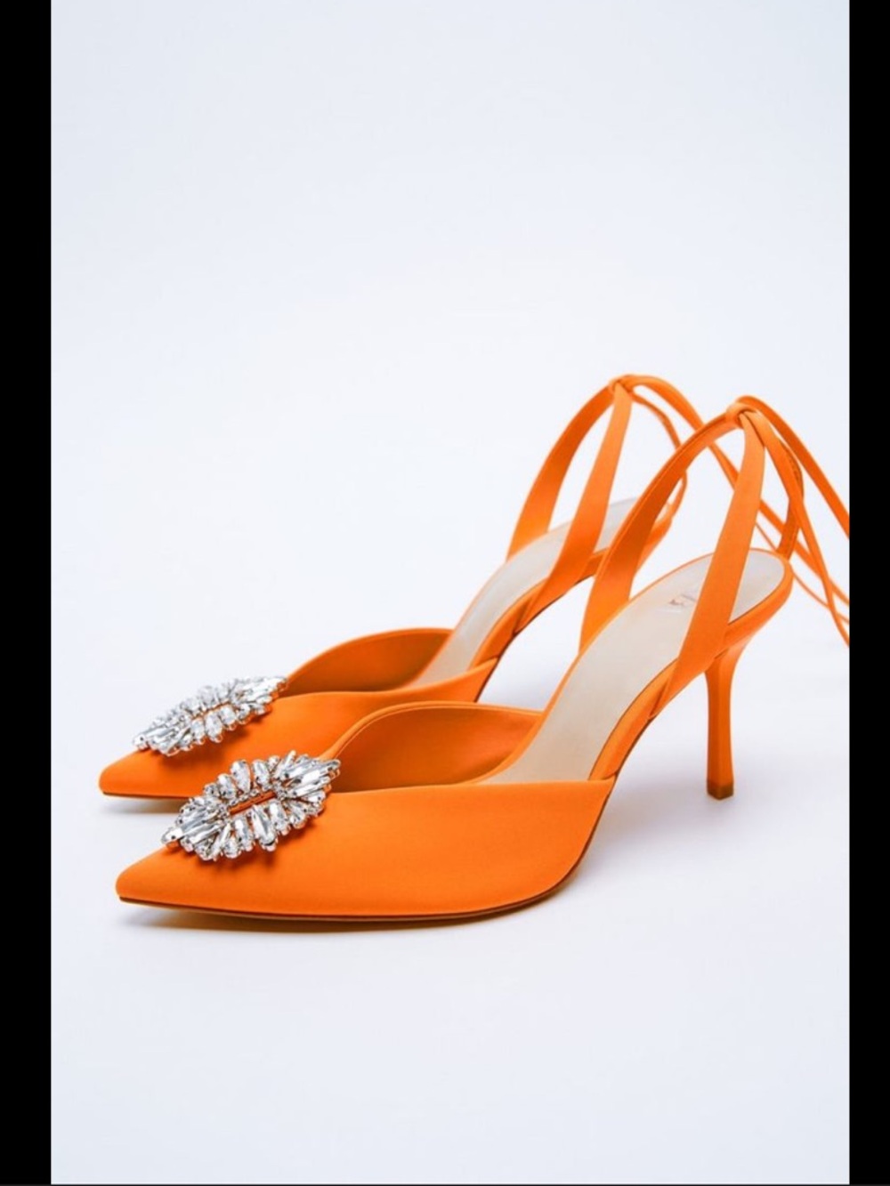 STUNNING New Zara Rhinstone Embellished Strappy Pointed Toes Heels. Sz 38/7.5/8